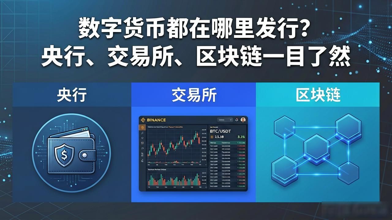 数字货币都在哪里发行？央行、交易所、区块链一目了然