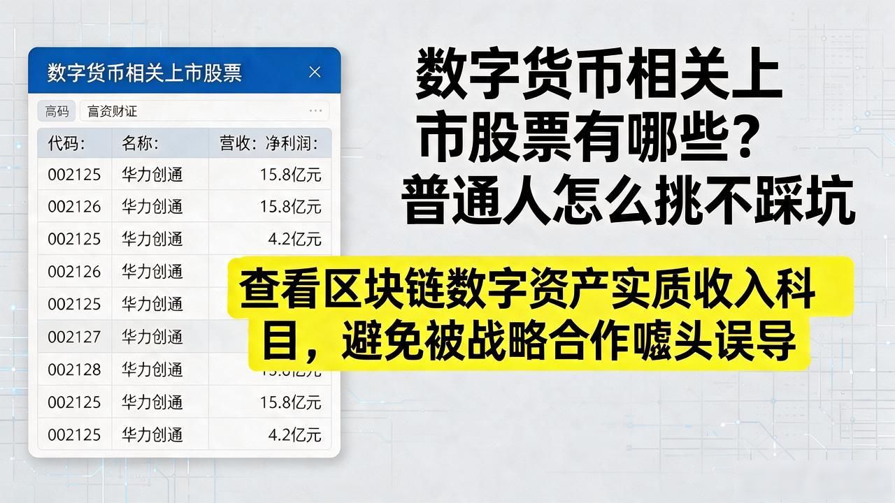 数字货币相关上市股票有哪些？普通人怎么挑不踩坑